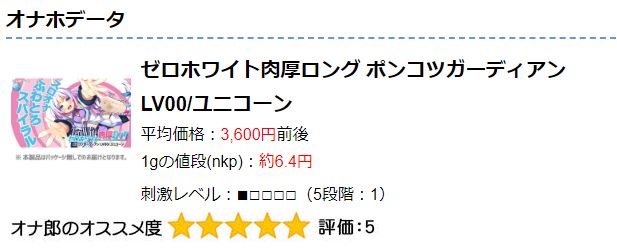 ゼロホワイト肉厚ロング ポンコツガーディアン LV00/ユニコーンのオナホ動画.com評価