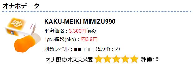 KAKU-MEIKI MIMIZU990のオナホ動画.com評価