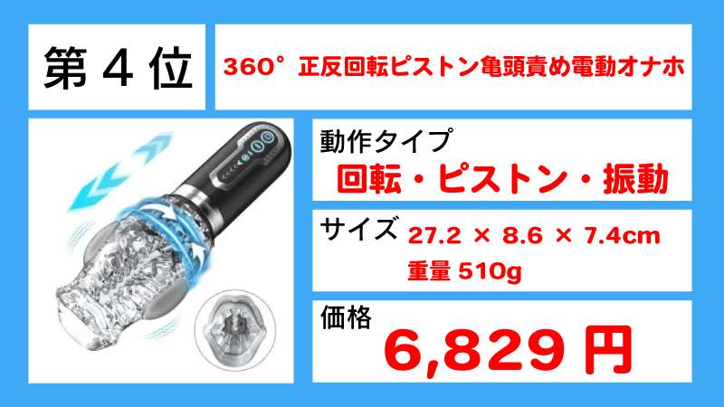 360°正反回転ピストン亀頭責め電動オナホ画像