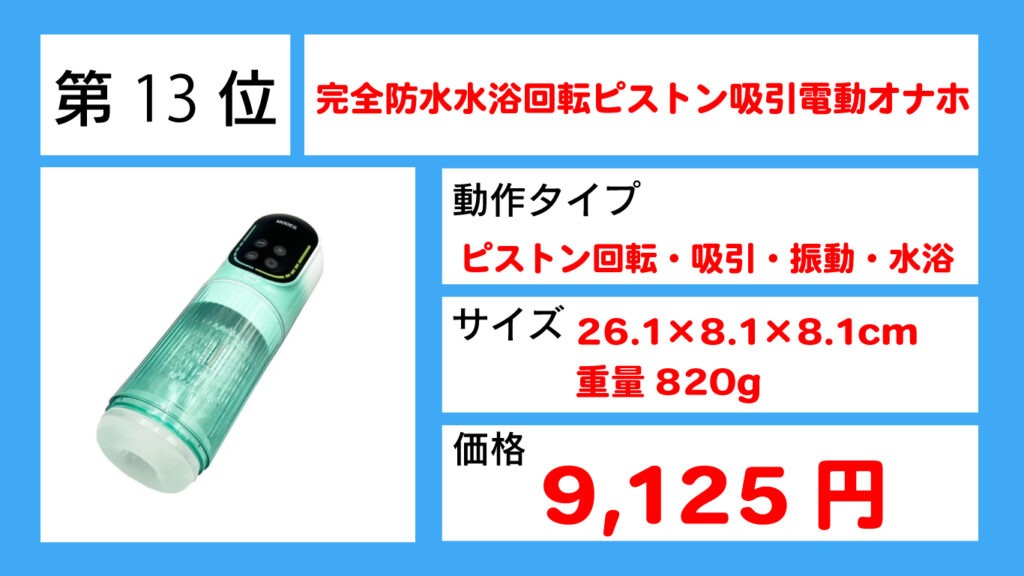 13位完全防水水浴回転ピストン吸引電動オナホ画像